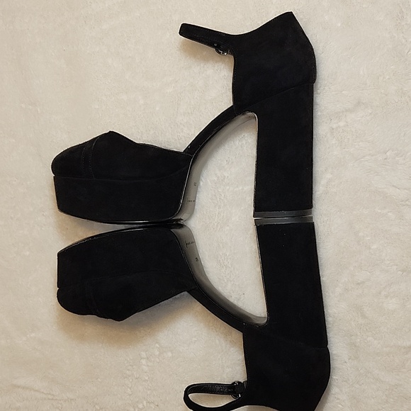 MarcJacobs Chunky Platform Heels Black Suede  Steam Punk  Size 8.5 - Picture 8 of 16